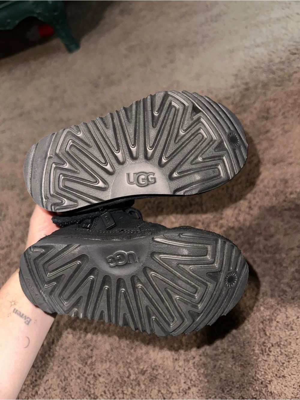 Toddler UGG Black and Red Warm-Lined Winter Boots